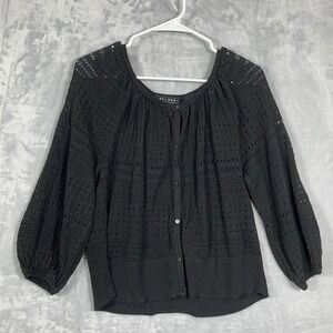 Axcess Liz Claiborne Open Knit Black Cardigan Sweater  Womens L